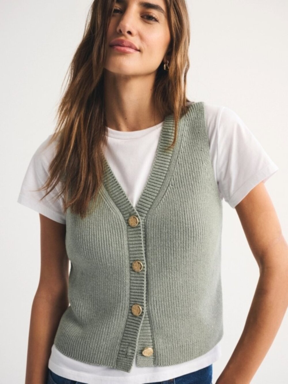 Abercrombie & Fitch Knit Button Vest